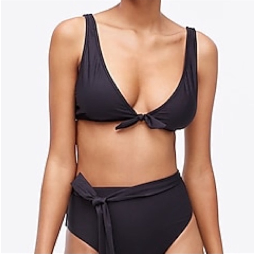 JCrew Black Triangle Bathing Suit Top with Tie in Middle